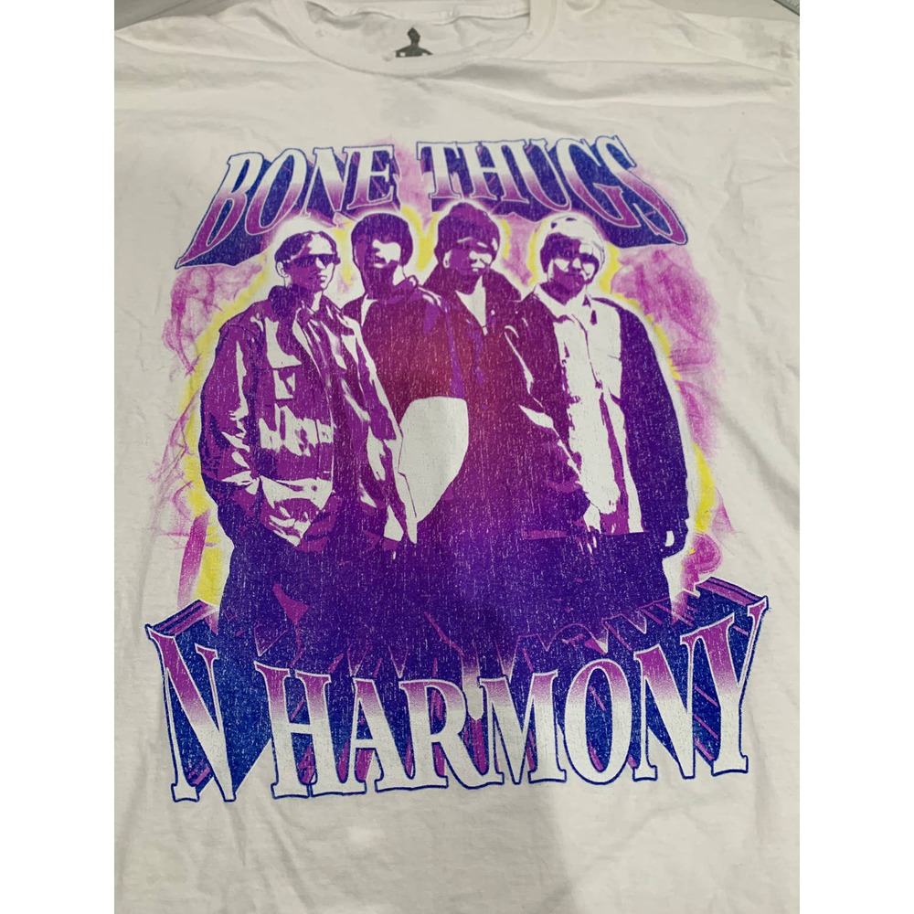 Bone Thugs N Harmony Hip Hop Rap White Graphic T-shirt Size M/L NWOT